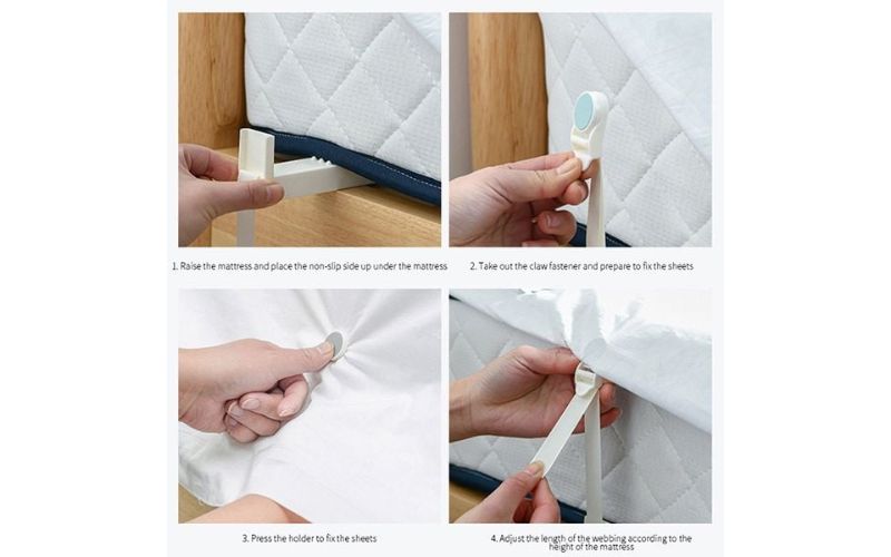 Dùng kẹp cố định ga giường là một cách cố định ga giường đơn giản