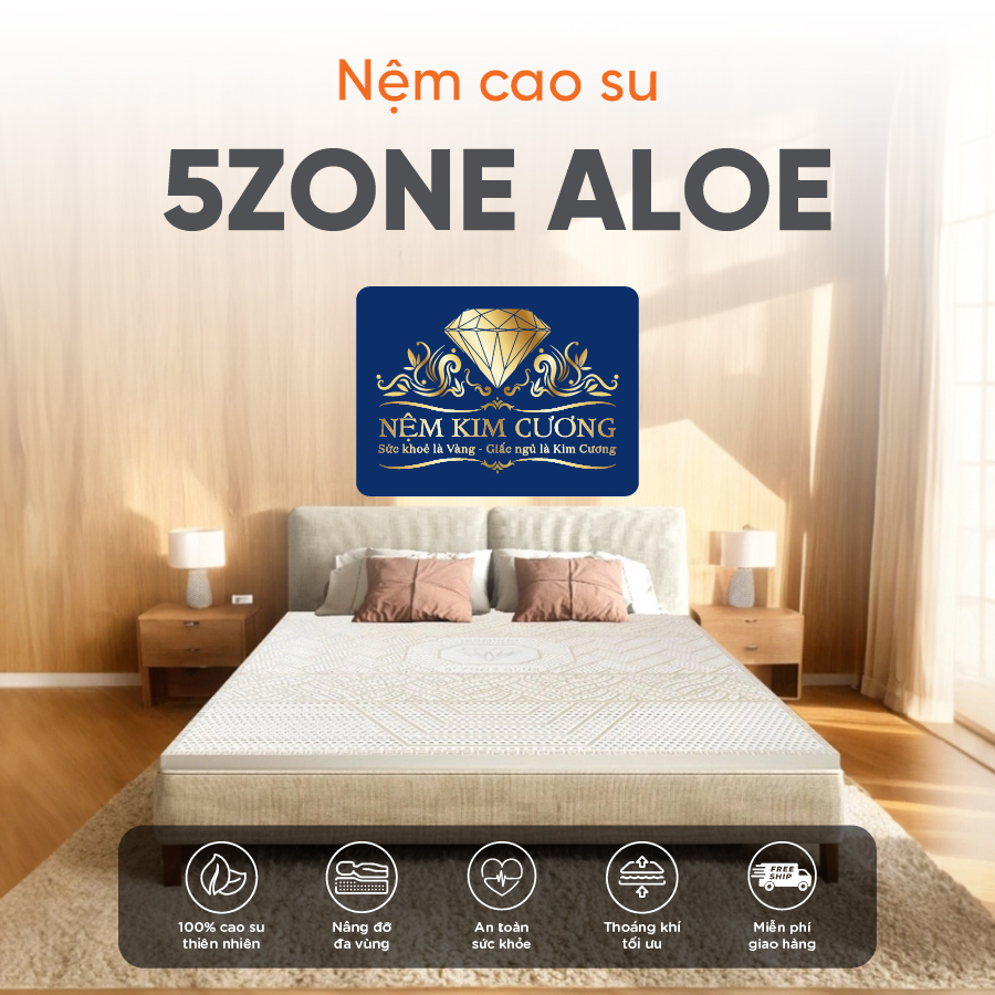 Nệm cao su thiên nhiên Kim Cương 5Zone Aloe Lux