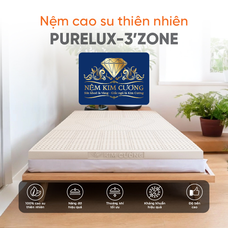 Nệm cao su thiên nhiên kim cương pure lux 3zone
