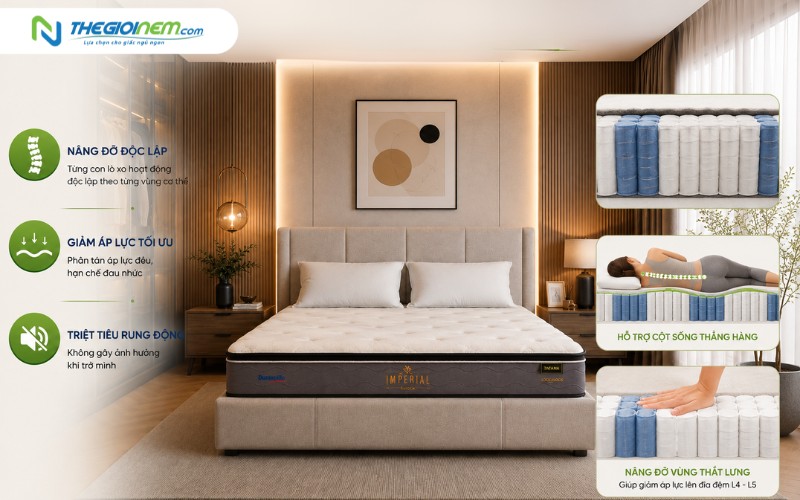 Người bị thoát vị đĩa đệm nên nằm nệm cứng hay nệm mềm? 5 Nệm lò xo túi độc lập phù hợp với người thoát vị ở vùng thắt lưng