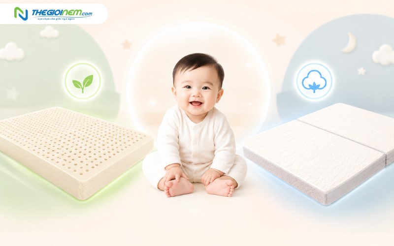 Trẻ em nên chọn nệm cao su hay nệm bông ép