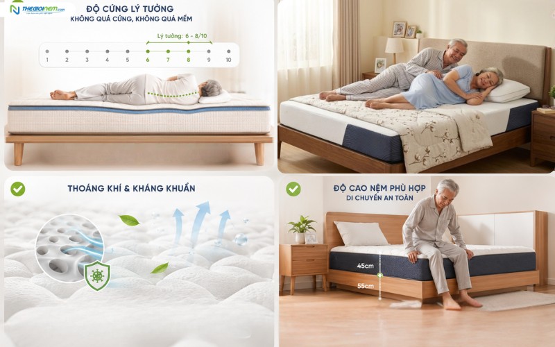 Những lưu ý khi chọn nệm cho người già đau lưng 